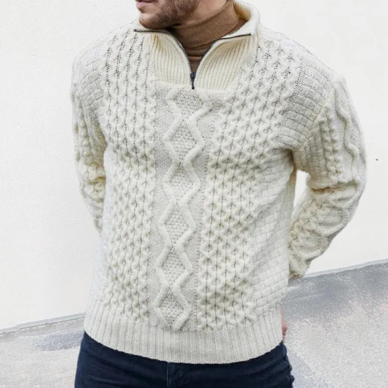 Luvo | Pull à col roulé zippé en maille pour homme