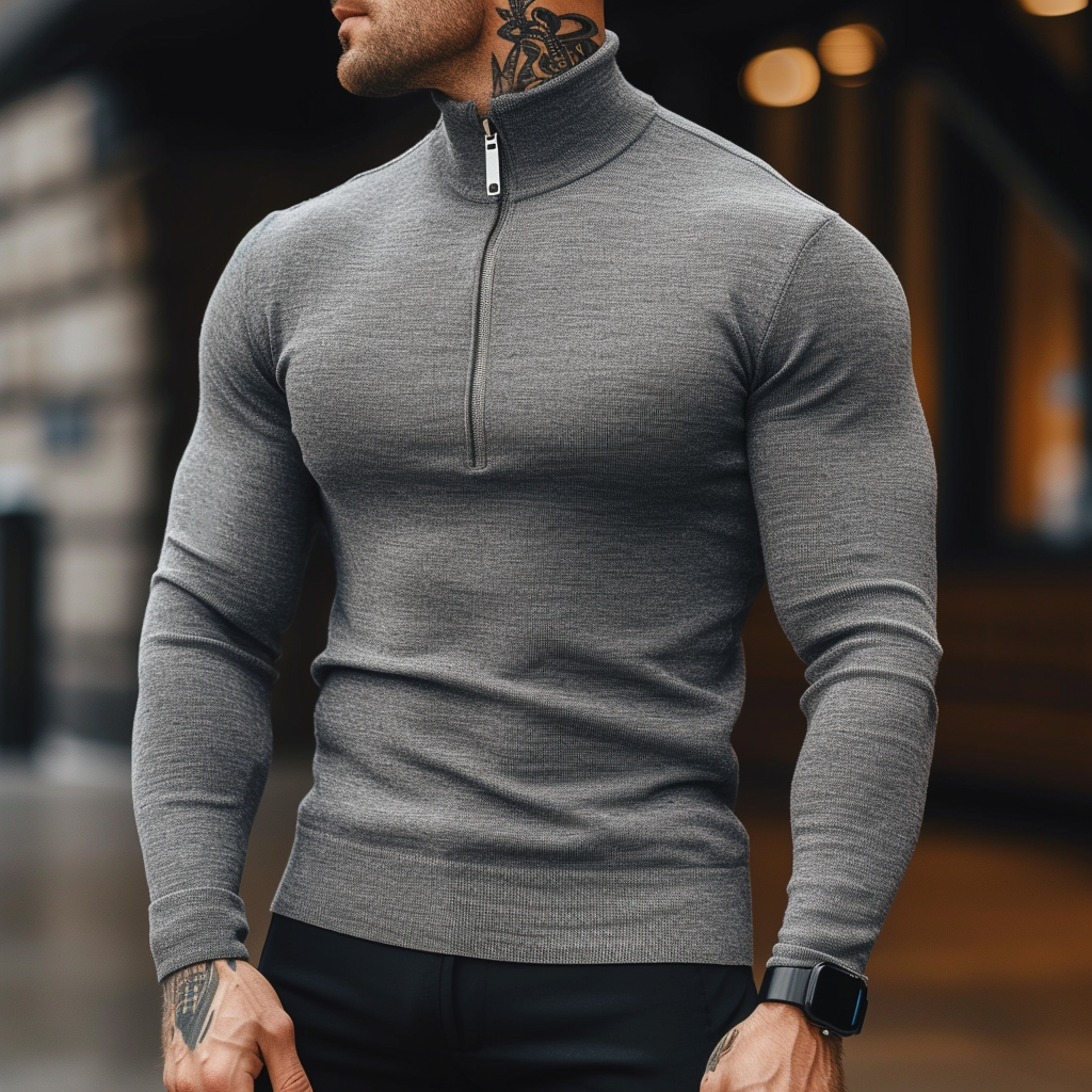 Luvo | Pull zippé ajusté pour homme
