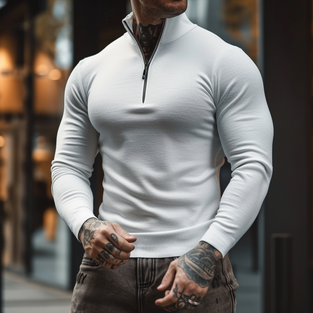 Luvo | Pull zippé ajusté pour homme