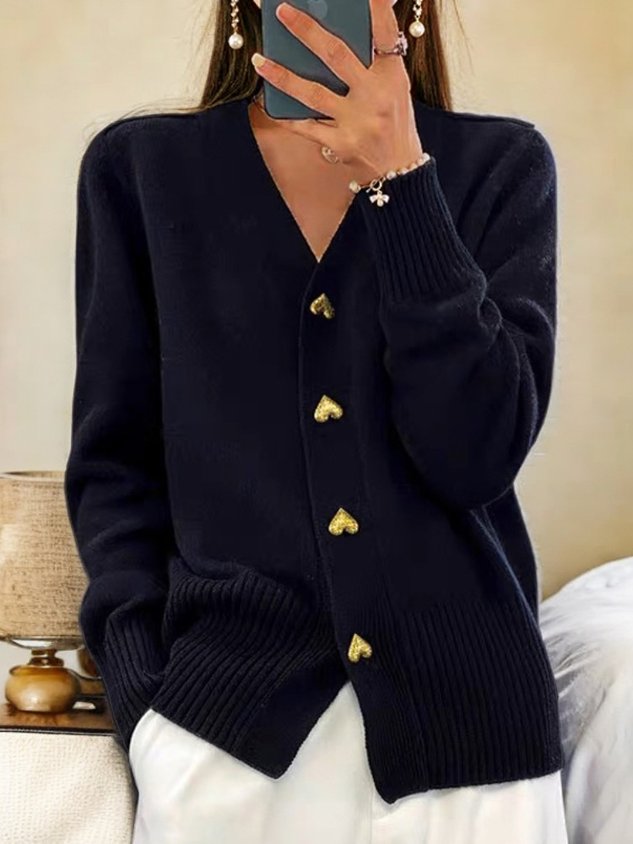 Luvo | Gilet Chaud pour Femme avec Boutons en Forme de Cœur